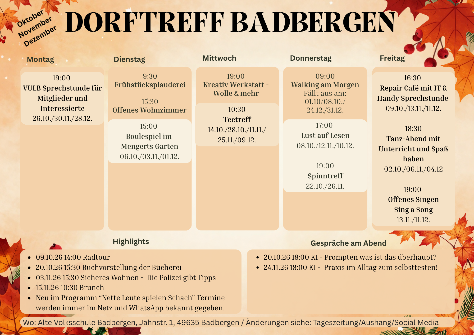 Dorftreff Programm OND 26